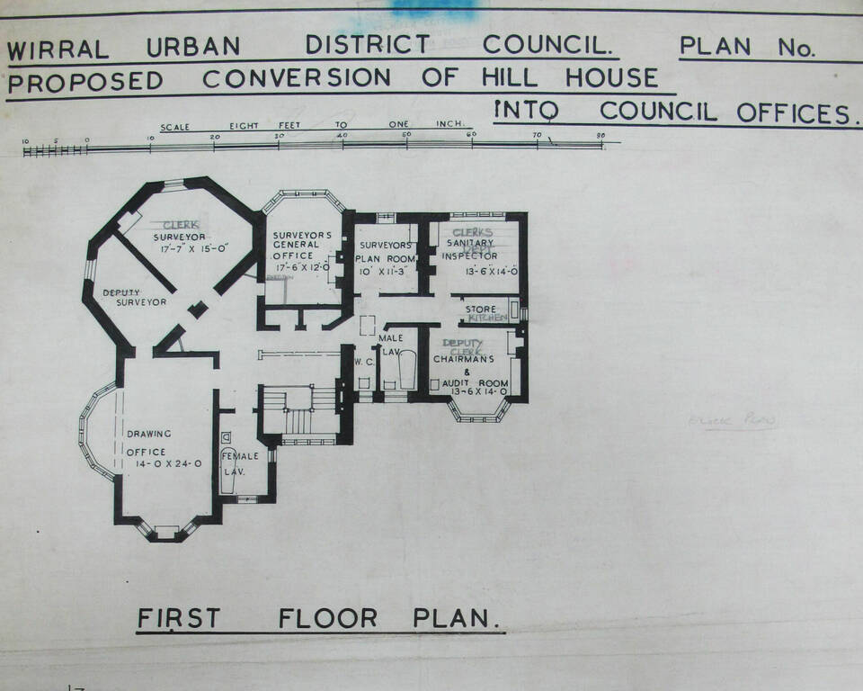 Proposed conversion of hill house into offices first floor plan